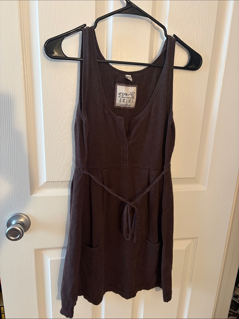 Y2K Brown Sleeveless Knit Dress with Tie Waist